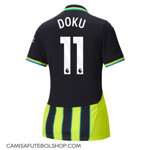 Camisa de time de futebol Manchester City Jeremy Doku #11 Replicas 2º Equipamento Feminina 2024-25 Manga Curta